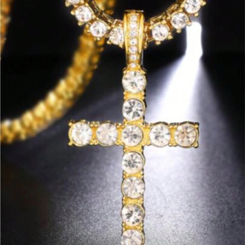 Gold and Silver Sparkling Cross Pendant Jewelry
